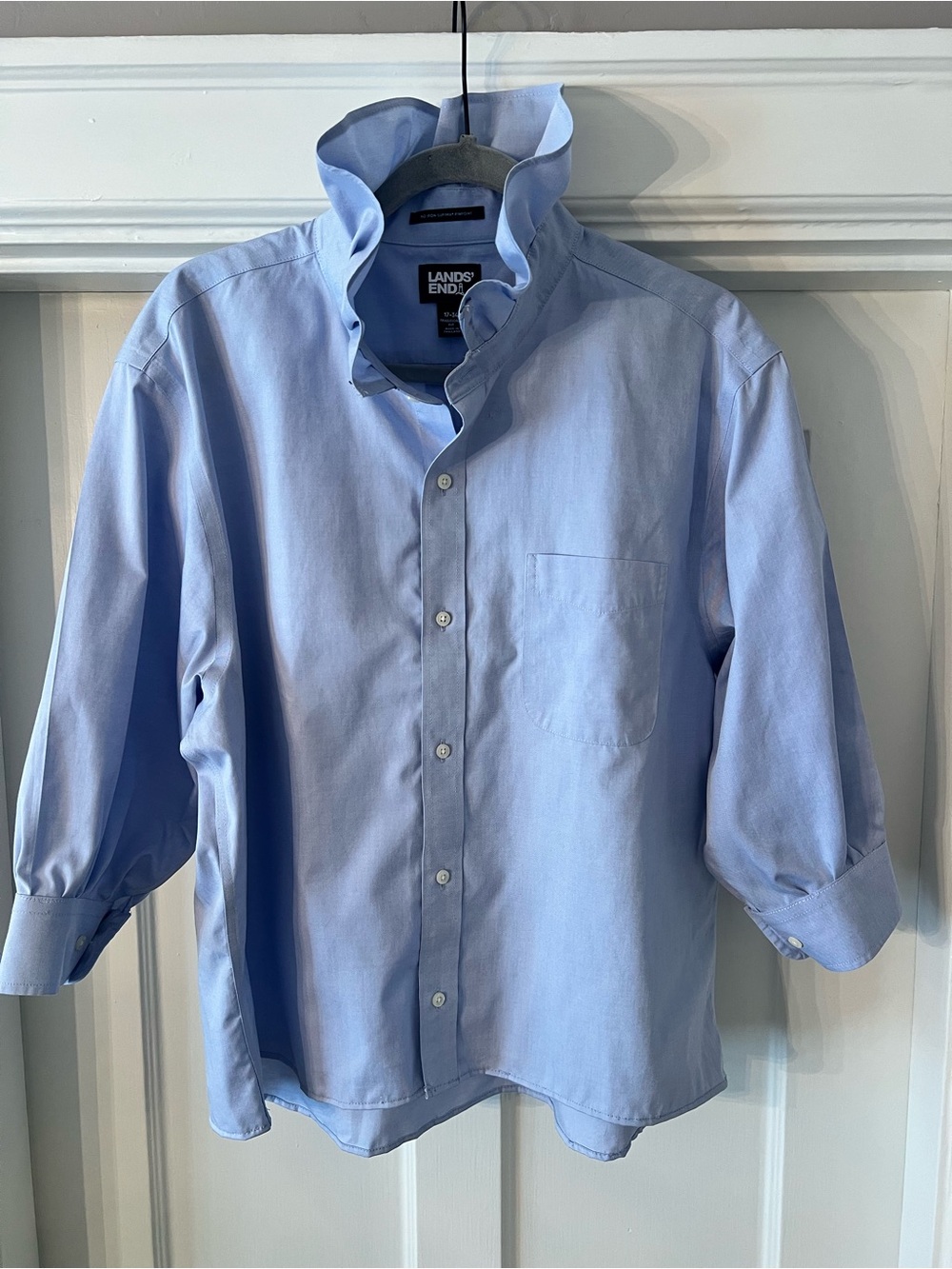 Upcycled Lands' End Men's Light Blue Oxford Button-Up Shirt